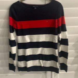 Womens Tommy Hilfiger Long Sleeve Sweater Red White and navy blue Medium